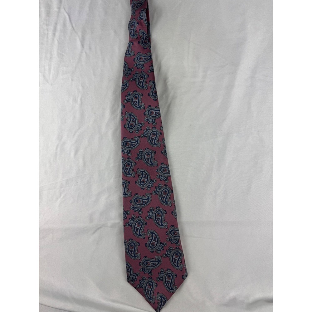 MARK ALEXANDER Paisley Silk Necktie Mens Burgundy Blue Formal Business